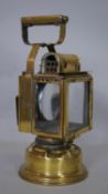 A vintage French brass railwayman's lantern embossed SNCF. H.34.5cm