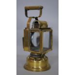 A vintage French brass railwayman's lantern embossed SNCF. H.34.5cm