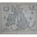 A framed and glazed 19th antique hand coloured William Blaeu map of the British Isles. 'Magnae