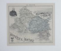 A Framed and glazed antique map of Bouches Du Rhone. Gravé par Barbier and Waltner. Illustrated