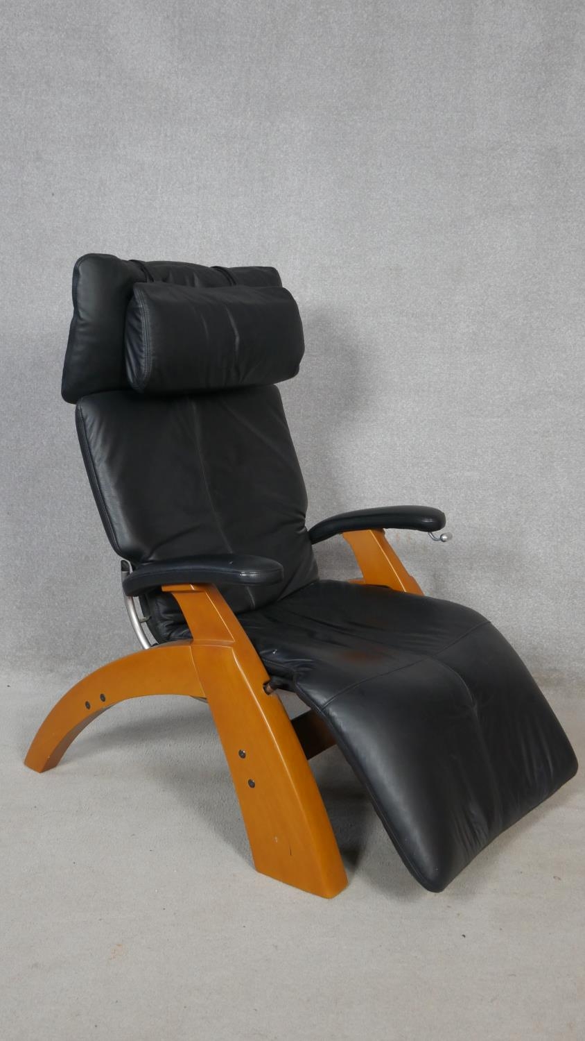 'The Perfect Chair' by Back2, Zero Gravity Recliner in leather upholstery. H.120cm (Fully upright)