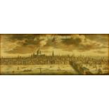 A large Framed and glazed reproduction antique print of London. Titled 'La Ville de Londres,