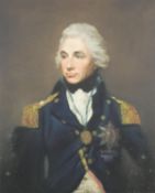 After Lemual F Abbott, 'Horatio, Viscount Nelson': a gilt framed and glazed coloured antique