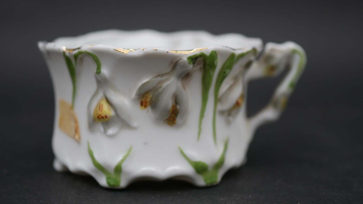 Various items of Dresden and Continental hand painted porcelain to include two cups with saucers, - Image 13 of 21