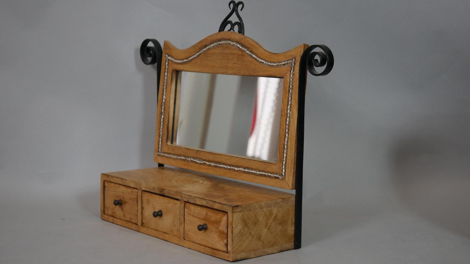 Two dressing table mirrors and an oak carving. H.38 W.47 D.14cm (Larger mirror) - Image 2 of 9