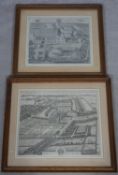 Two framed and glazed antique engravings of Tutsham Hall and Deane the seat of Henry Oxenden. H.58