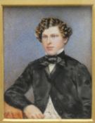 A 19th century gilt framed and glazed miniature watercolour portrait, Captain Frederick W.