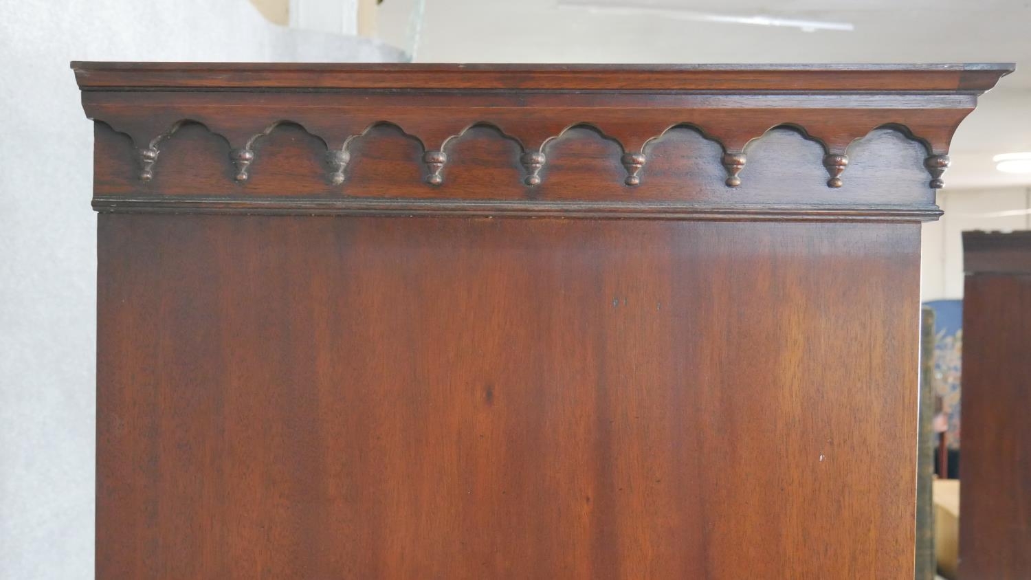 A Georgian style mahogany hall cupboard with panel door enclosing hanging space on shaped bracket - Image 11 of 11