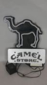 A Camel Cigarettes wall mounted advertising light-up sign. H.48cm