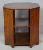 An Art Deco quarter veneered burr walnut book table. H.61 L.56 W.56cm