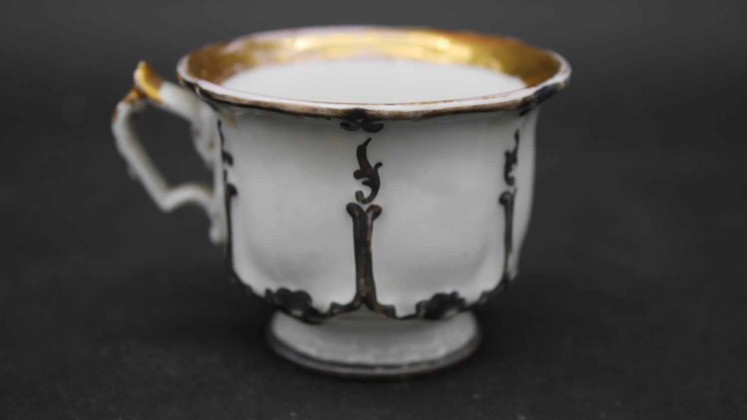 Various items of Dresden and Continental hand painted porcelain to include two cups with saucers, - Image 10 of 21