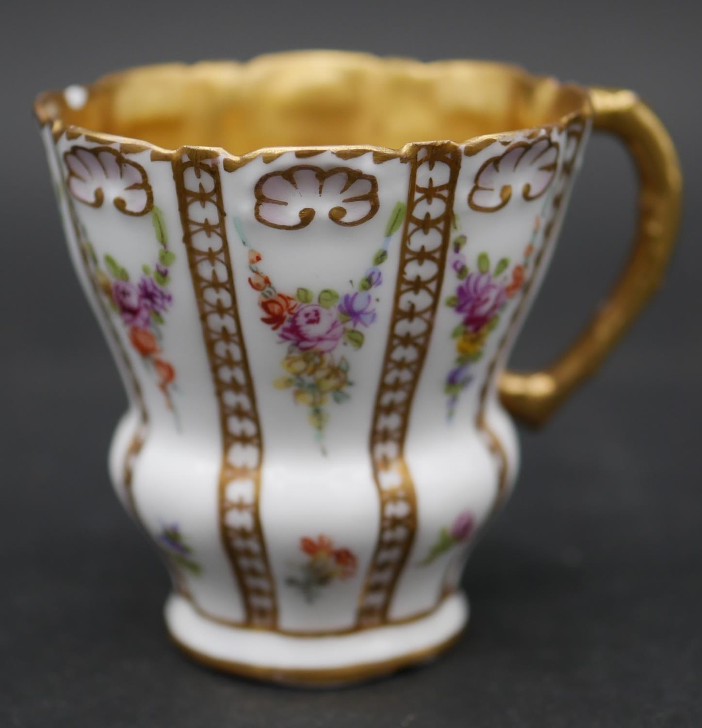 Various items of Dresden and Continental hand painted porcelain to include two cups with saucers, - Image 14 of 21