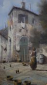 A gilt framed oil on canvas, by Italian artist Guido Borelli, Continental school depicting a