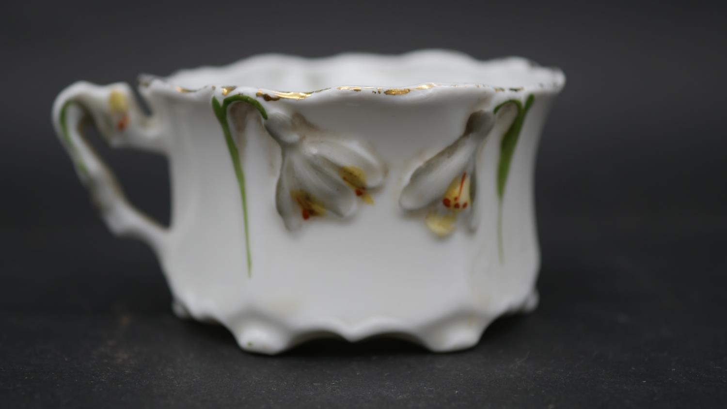 Various items of Dresden and Continental hand painted porcelain to include two cups with saucers, - Image 12 of 21