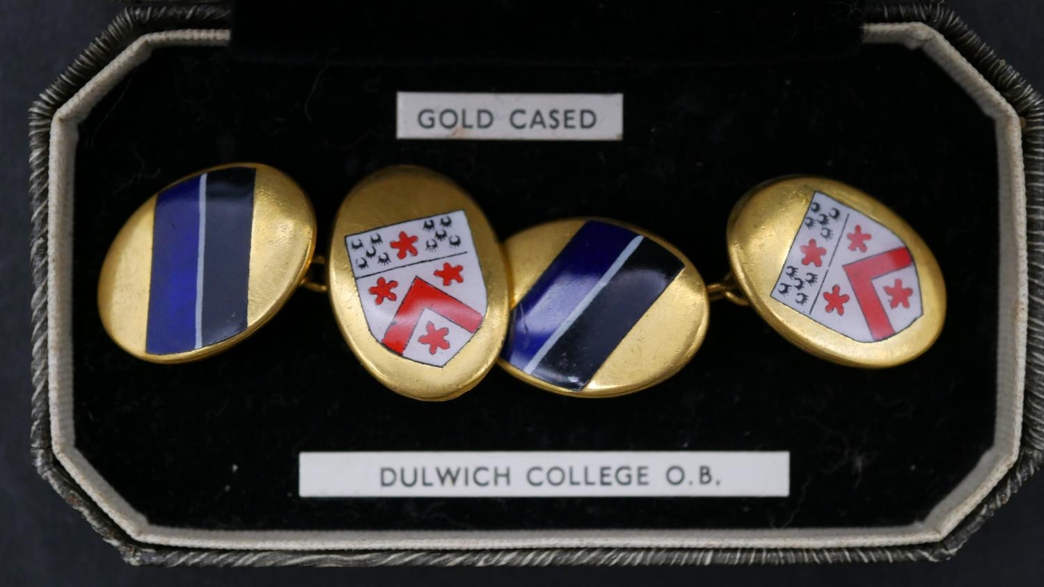 A collection of cufflinks and shirt buttons. Including a boxed set of gold cased enamel Dulwich - Image 4 of 6