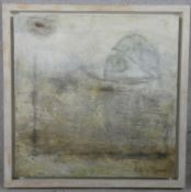 Lin Hsiao-Mei, a framed oil on board, abstract composition titled Ice from the Sun, signed and