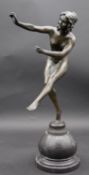 A French Art Deco style bronze, dancing figure, stamped Bronze Garanti Paris, JB Depose on veined