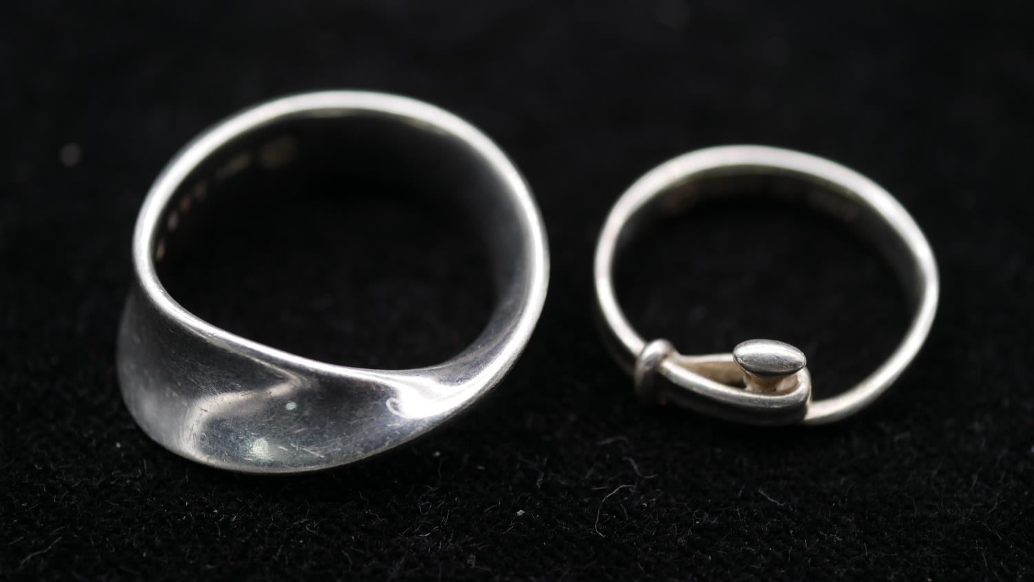 Two Danish silver rings, one designed by Vivannia Torun Bulow-Hube FOR Georg Jensen, a MÖBIUS ring