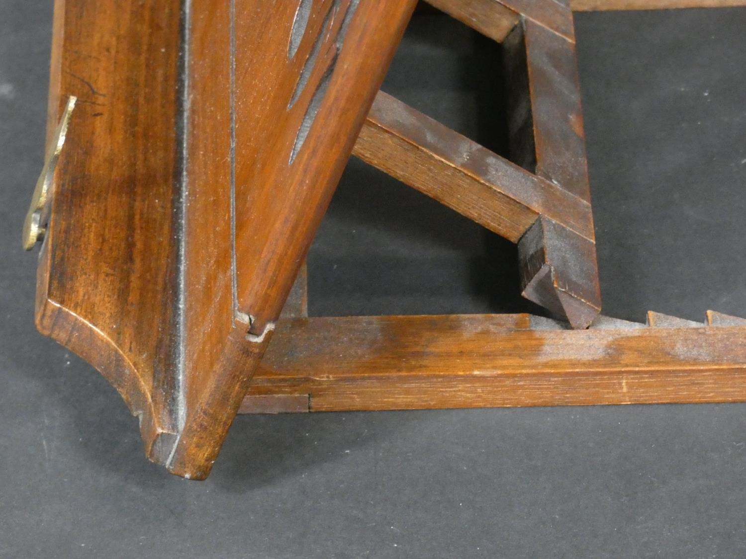 A Victorian mahogany adjustable table book or manuscript stand with Gothic pierced decoration. H. - Image 6 of 6