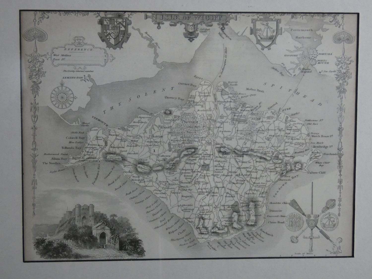 Seven framed and glazed antique engraved maps of various places in Great Britain. Sussex, Isle of - Image 8 of 8
