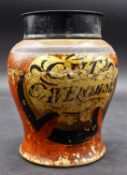 A 19th century Cut Cavendish Tobacco stoneware storage jar. H.19cm