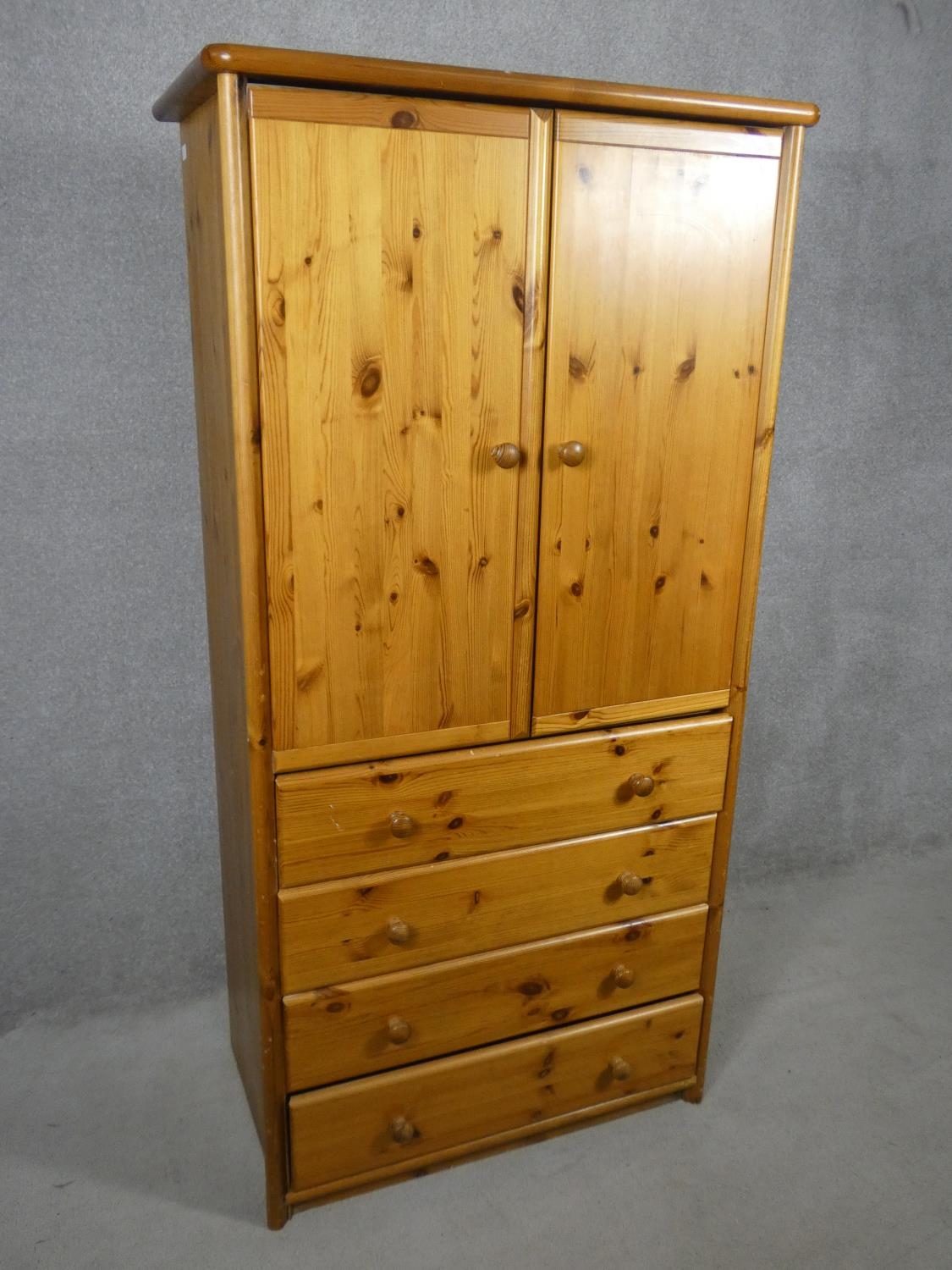 A contemporary pine wardrobe with hanging section above drawers. H.180 W.90 D.54cm - Image 2 of 17
