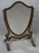 A late 19th century Sheraton style mahogany swing dressing table mirror. H.58 W.37cm