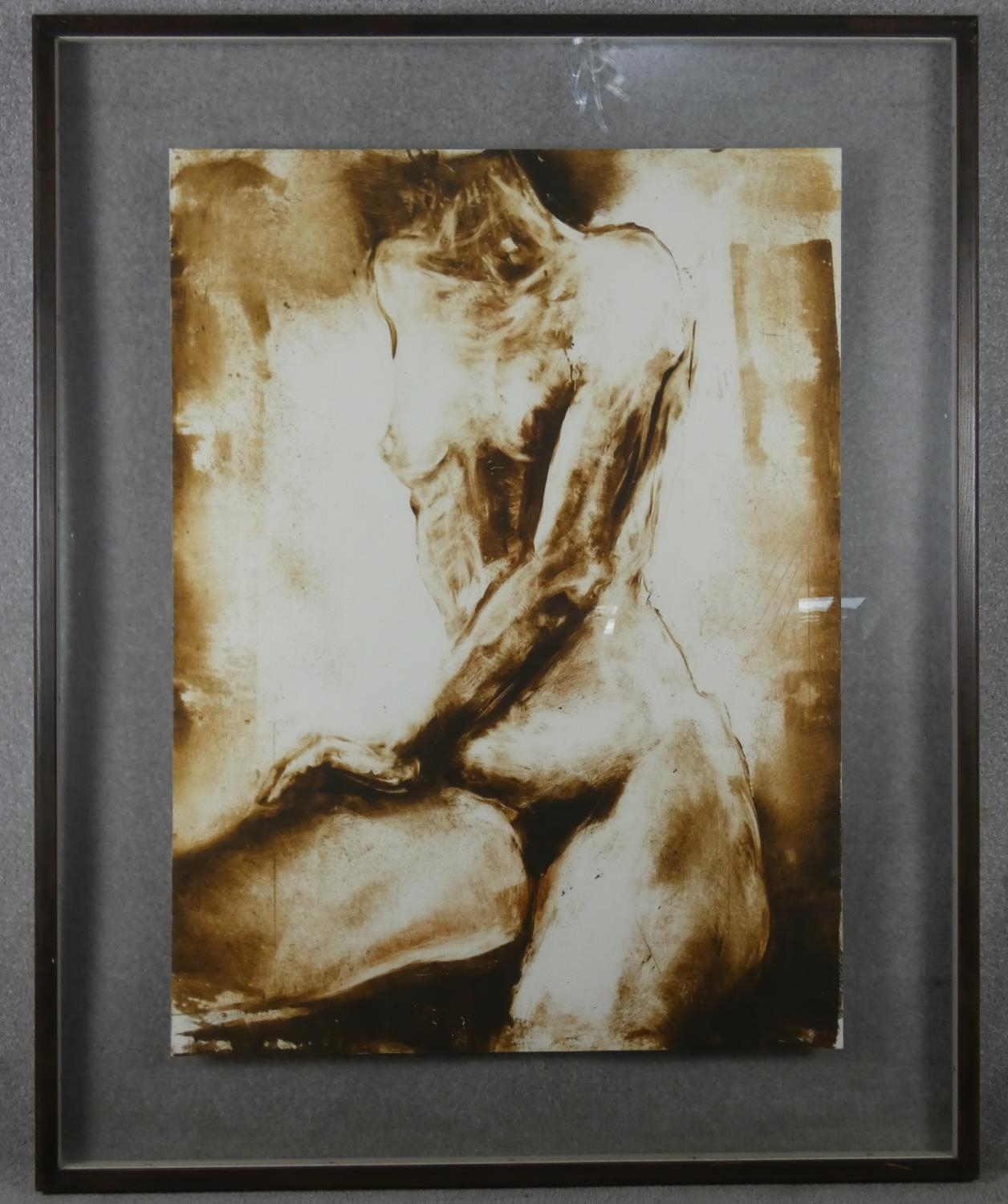A framed and glazed acrylic on canvas by French artist Danielle Burgart, nude study. Signed by - Image 2 of 8