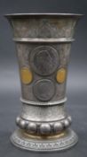 A 19th century Prussian silver goblet marked 800, J Seligmann, floral engraved, inscribed and with