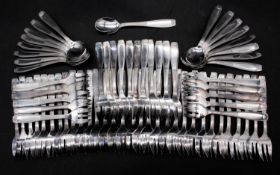 A large collection of silver plate Christofle forks and spoons, forks x52 and spoons x17, marked