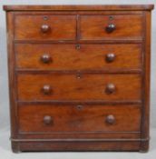 A 19th century mahogany chest of two short above three long drawers on plinth base. H.104 W.103.5