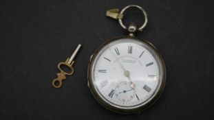 A Victorian silver pocket watch, the Express English Lever by J.G. Graves, Sheffield. With white