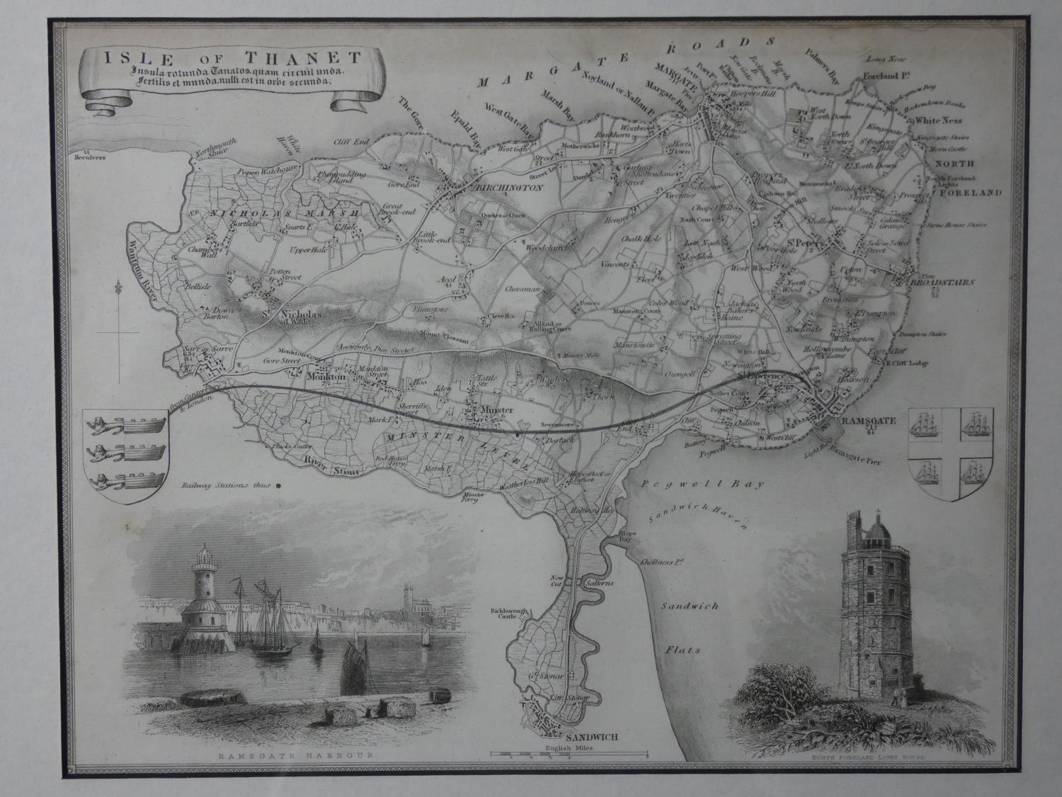 Seven framed and glazed antique engraved maps of various places in Great Britain. Sussex, Isle of - Image 2 of 8