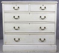 A 19th century later painted chest of two short over three long drawers on plinth base. H.87 W.104
