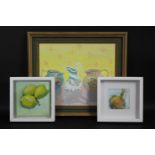 A pair of framed oils on board, still life lemons and an onion, monogrammed AM and dated and an