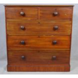 A 19th century mahogany chest of two short above three long drawers on plinth base. H.106 W.107 D.