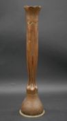 A WW1 Trench Art vase of hammered and fluted Art Nouveau form. H.50cm