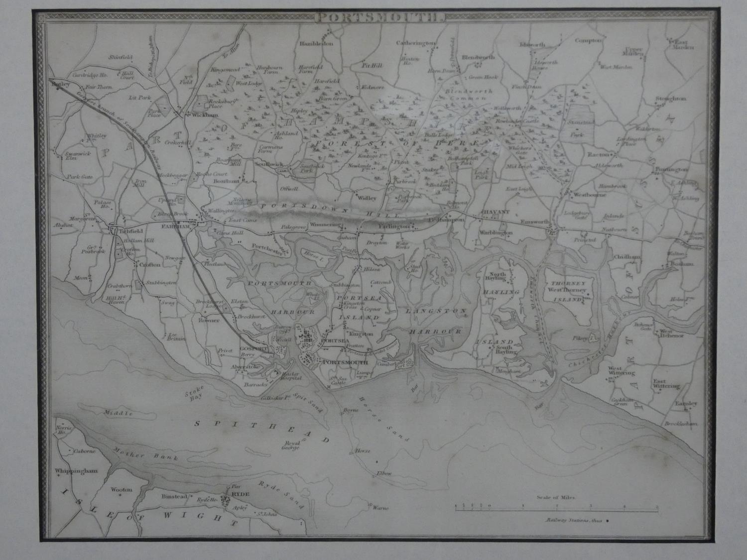 Seven framed and glazed antique engraved maps of various places in Great Britain. Sussex, Isle of - Image 7 of 8