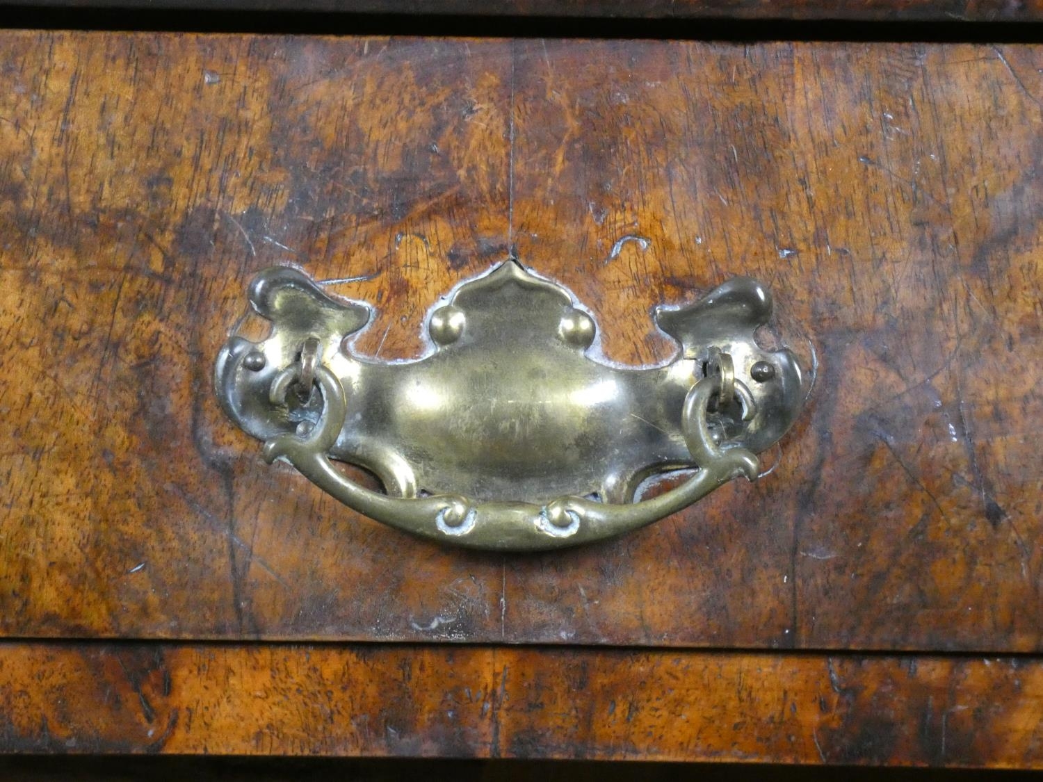 A late 19th century Continental burr walnut chiffonier with frieze drawer above panel doors on - Image 13 of 15