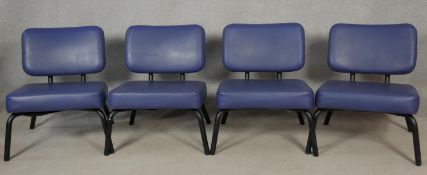 A set of Four vintage retro styled Ness reception chairs on tubular frames. H.70cm