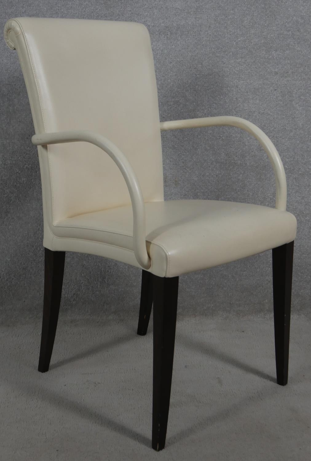 A set of seven contemporary Poltrona Frau Vittoria model dining armchairs in leather upholstery on - Image 3 of 5