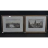 Two framed and glazed antique hand coloured engravings of views of London, published by Laurie and