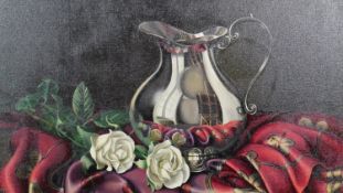 Sabrina Garzelli (B.1968), a gilt framed oil on board, still life, signed. H.60 W.70cm