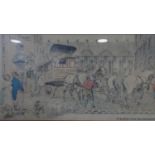 A framed and glazed hand coloured antique print of The Arrival Cour du Carrousel, 1820 by JL Dugast.