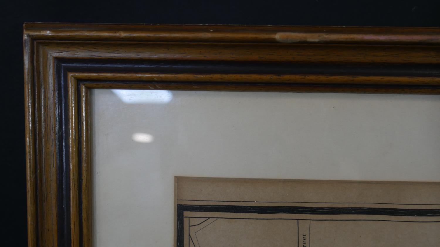 A framed and glazed antique architect's map showing 'The Plan of the Proposed Double Bridge and - Image 3 of 8