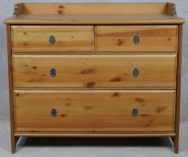 A contemporary Victorian style pine chest of drawers. H.81.5 W.95 D.49.5cm