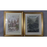 Two hand coloured engravings, the Egyptian Court and North Transept at the Crystal Palace exhibition