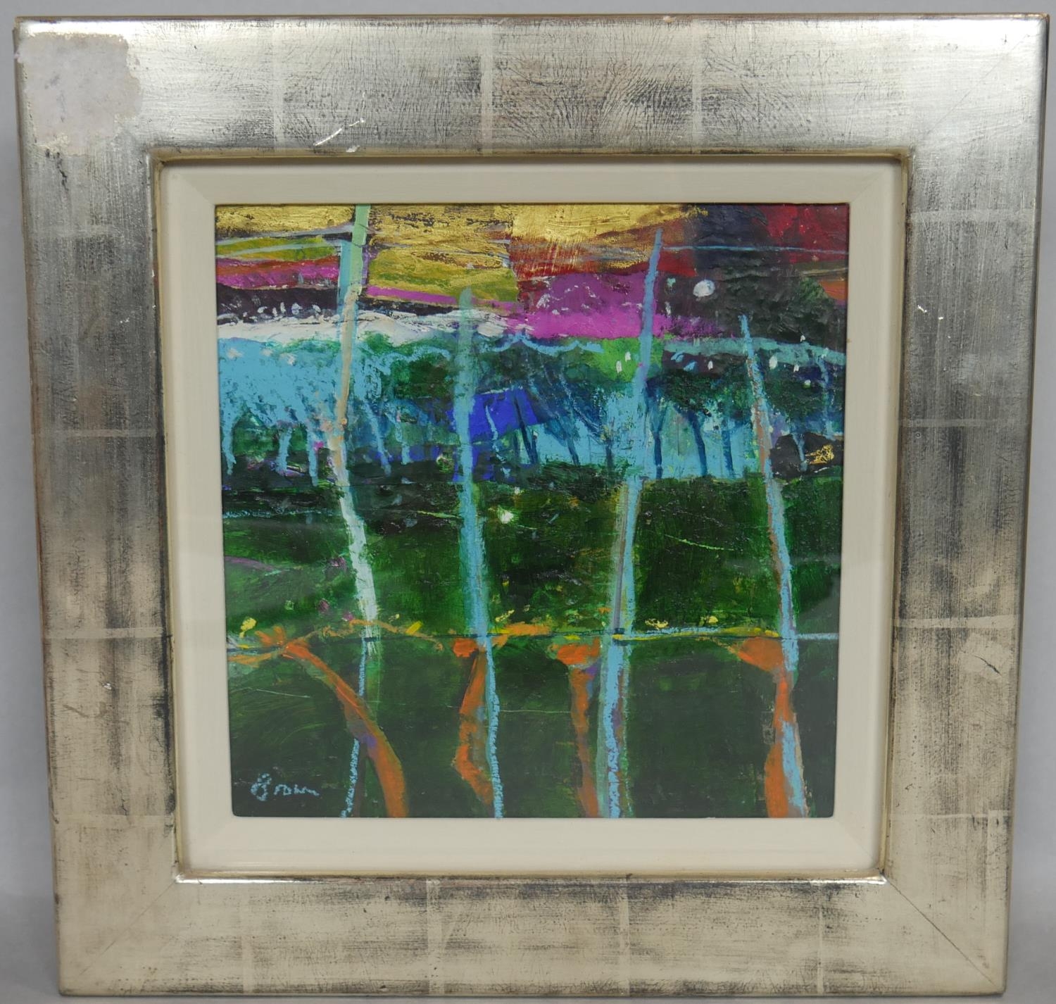John Brown (B.1945), mixed media on board, New Growth, signed and dated to the reverse. H.37.5 W. - Image 2 of 6