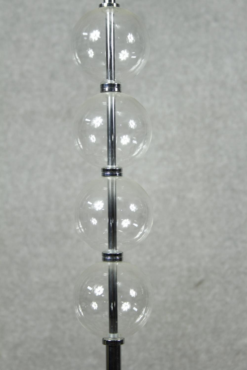 A contemporary chrome and glass standard lamp. H.133cm - Image 3 of 5