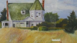 A framed and glazed watercolour. rural American house signed Teresa Saia. H.61 W.69.5cm